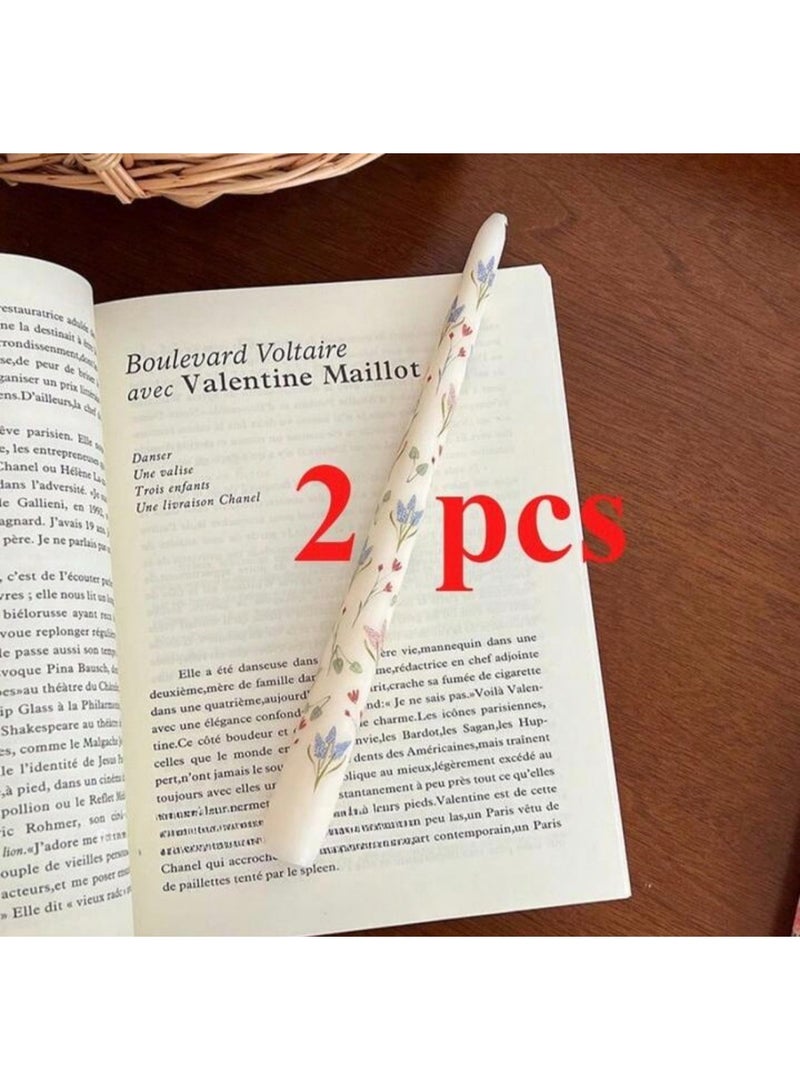 Sweet Cathy Taper Candle Floral Printed  Unscented and Smokeles Long Burning Candles 2pcs 25cm Ideal for Dinner Home Decor Gifts Parties Weddings - Image 1