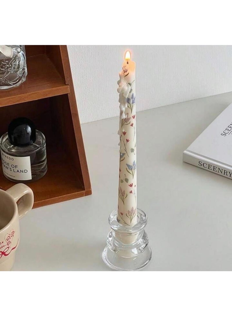 Sweet Cathy Taper Candle Floral Printed  Unscented and Smokeles Long Burning Candles 2pcs 25cm Ideal for Dinner Home Decor Gifts Parties Weddings - Image 2