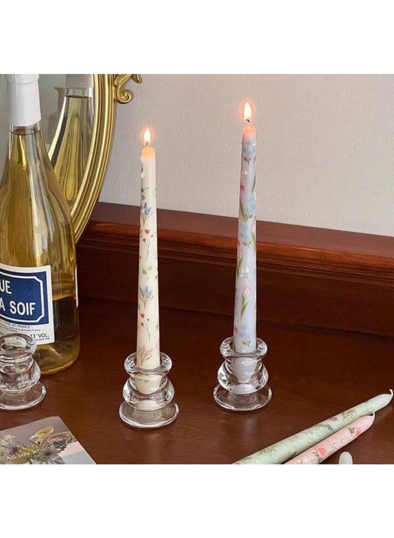 Sweet Cathy Taper Candle Floral Printed  Unscented and Smokeles Long Burning Candles 2pcs 25cm Ideal for Dinner Home Decor Gifts Parties Weddings - Image 3