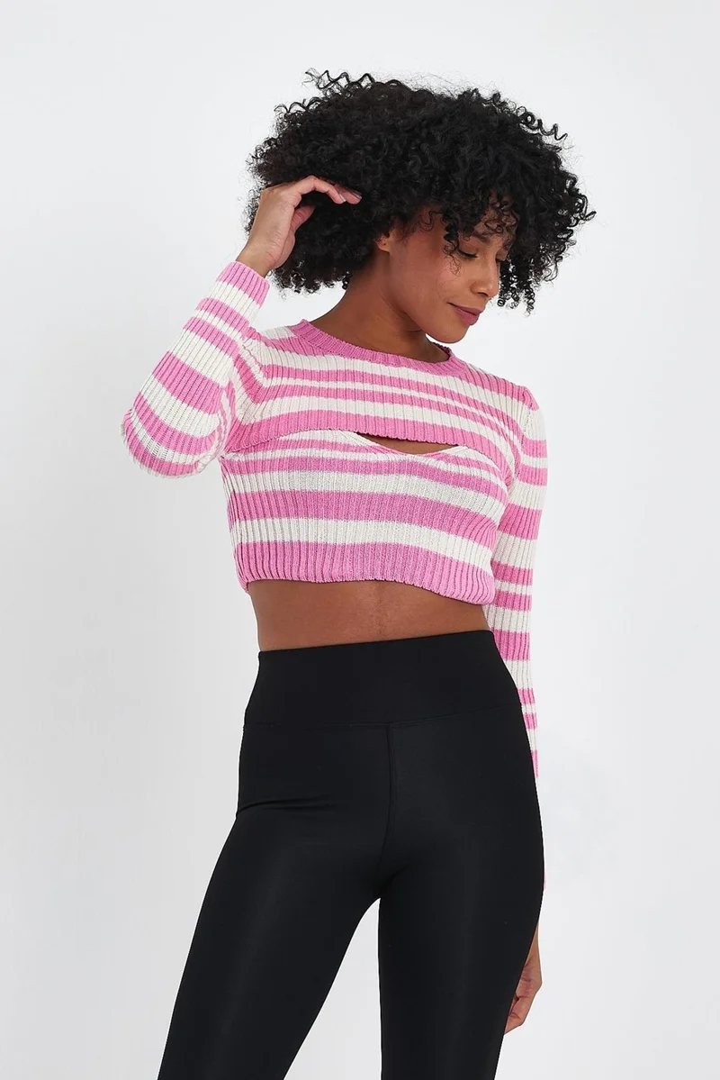 Alexander Gardi Pink Crop Sweater with Window Detail (A92372-S)