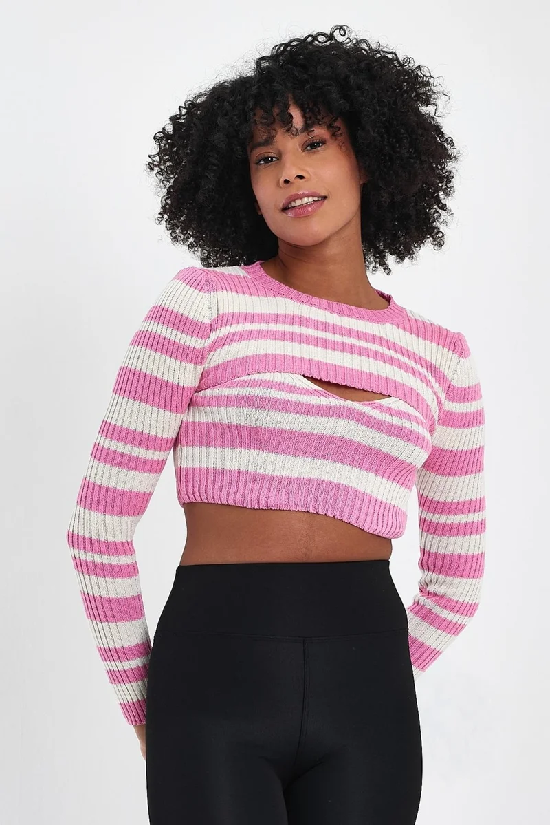 Alexander Gardi Pink Crop Sweater with Window Detail (A92372-S)