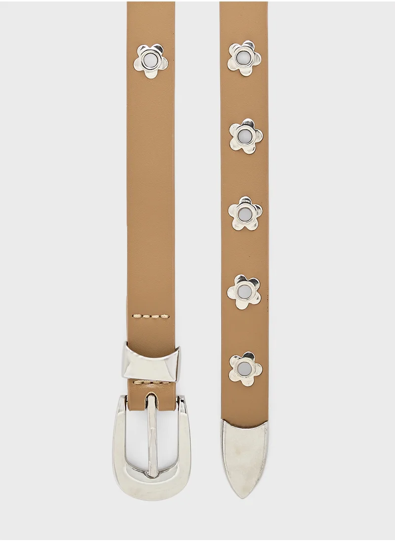 جينجر Floral Detail Slim Belt