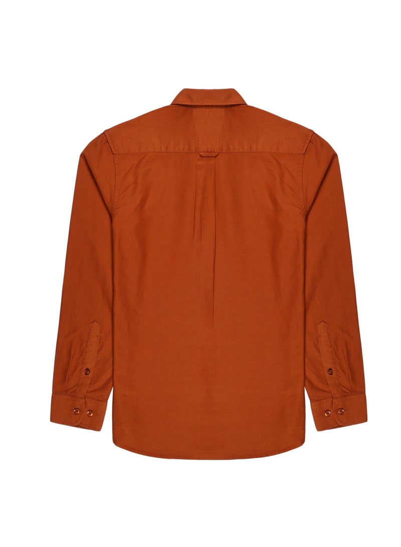 U.S. ELK Men's Button Down Shirt | Casual Slim Fit Shirt | Long Sleeve Oxford Shirts For Men | Smart Fit Cuff-Tan - Image 2