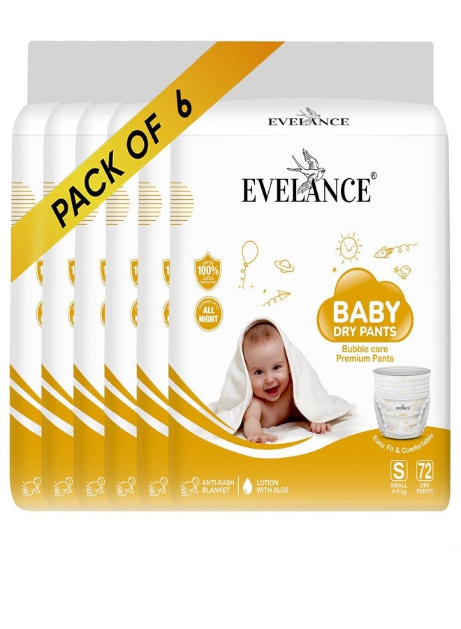 EVELANCE Baby Diaper Pants | Pant Style Baby Diapers S Size, 72 Count | With Advanced Leak Protection | Soft & Comfortable Ideal for 4 to 8 Kgs, 6 Pack - Image 1
