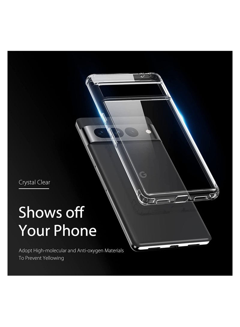 Pixel 7 Pro 5G Case, Premium PC Clear Back Panel No Yellowing Scratch-resistant HD TPU Bumper Shockproof Drop-proof Cover for Pixel 7 Pro - Image 2