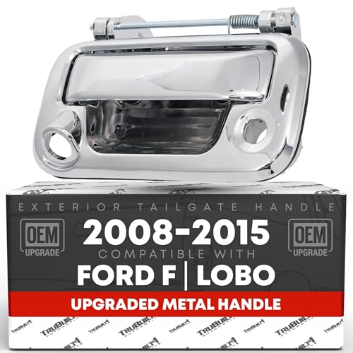 T1A Tailgate Handle Assembly Upgraded Metal Compatible with 20082015 Ford F150 F250 F350 F450 F550 0815 Ford Lobo All Chrome wKeyhole Camera Hole OEM 8L3Z9943400ACHMT 91077 - Image 1