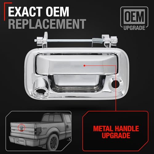 T1A Tailgate Handle Assembly Upgraded Metal Compatible with 20082015 Ford F150 F250 F350 F450 F550 0815 Ford Lobo All Chrome wKeyhole Camera Hole OEM 8L3Z9943400ACHMT 91077 - Image 3