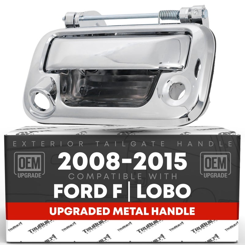 T1A Tailgate Handle Assembly Upgraded Metal Compatible with 20082015 Ford F150 F250 F350 F450 F550 0815 Ford Lobo All Chrome wKeyhole Camera Hole OEM 8L3Z9943400ACHMT 91077 - Image 2