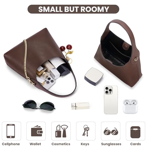 JQWSVE Small Hobo Bags for Women Cherry Shoulder Bag Purse Faux Leather Tote Handbag Trendy Chain Crossbody Bag - Image 5