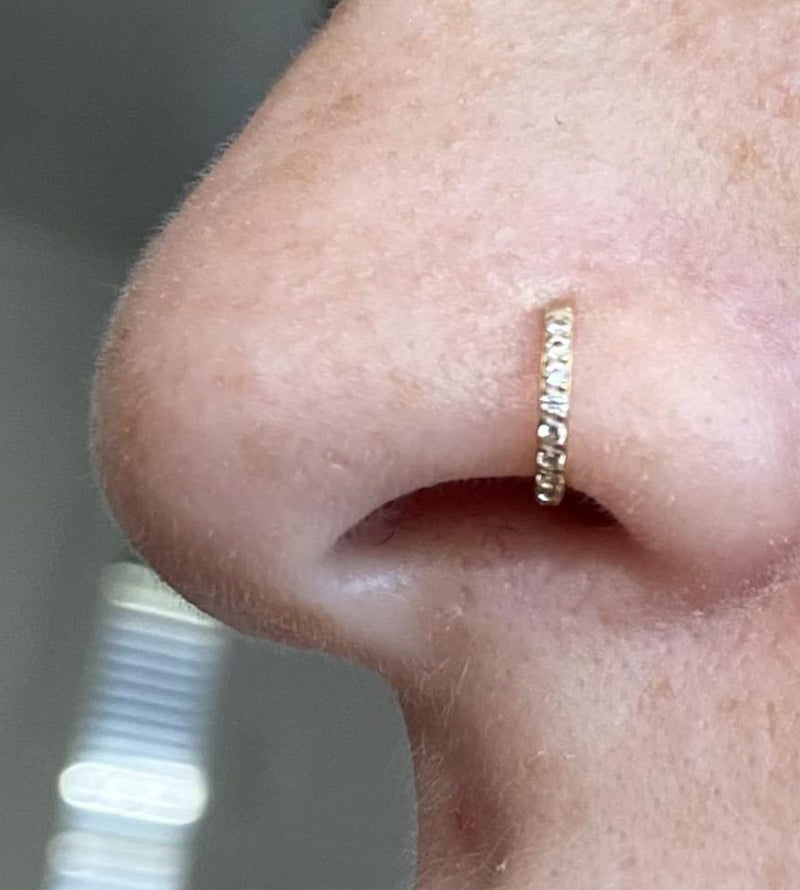 QWALIT Fake Gold Nose Ring & Earrings - Double Hoops, Clip On, Faux Nose Ring Cuff - Image 3