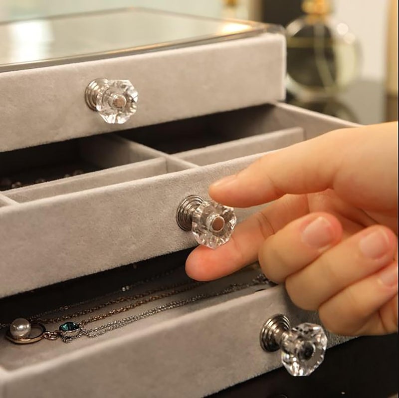 Vlando 3 Layer Jewelry Storage Box 3 Drawers Transparent Clear Ring Necklace Piercing Earrings Bracelet Watch Jewellery Organiser Jewellery Box For Women Acrylic Container For Ring Necklace Organizer - Image 3