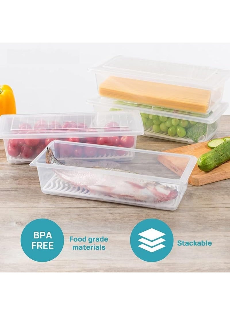 Volcano - VOLCANO Fridge Storage Containers, Fridge Organizer with Removable Drain Plate & Secure-Sealing Lids, Fridge Storage Boxes Keep Fruits, Vegetables Fresher, Container Box (Freezer Containers_P6) - Image 1