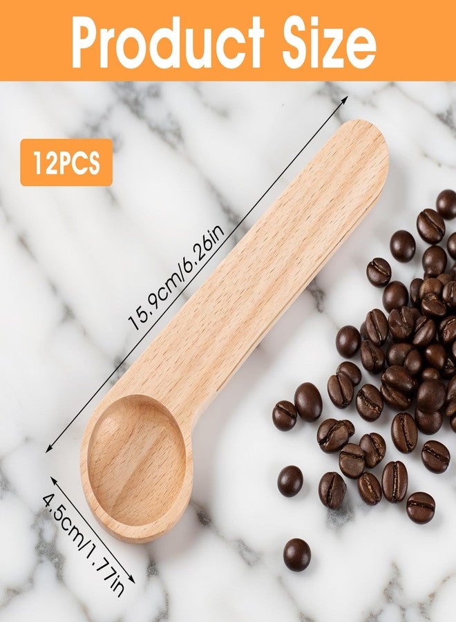 XLIUAX 12 Pcs Wooden Coffee Spoons, Tablespoon Measuring Scoop with Bag Sealer Clip for Ground Beans, Espresso Coffee, Tea, Sugar, Salt Home Kitchen Tools Utensils - Image 2