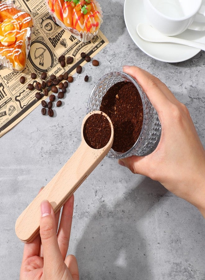 XLIUAX 12 Pcs Wooden Coffee Spoons, Tablespoon Measuring Scoop with Bag Sealer Clip for Ground Beans, Espresso Coffee, Tea, Sugar, Salt Home Kitchen Tools Utensils - Image 5