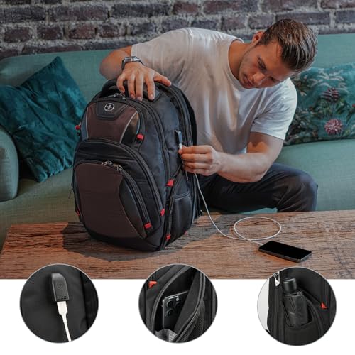 Swissdigital Design Men's Laptop Backpack for Women, Large Capacity Business Travel Bag Black/Brown | J14-32 - Image 3