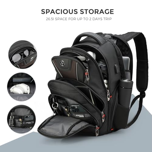 Swissdigital Design Men's Laptop Backpack for Women, Large Capacity Business Travel Bag Black/Brown | J14-32 - Image 5