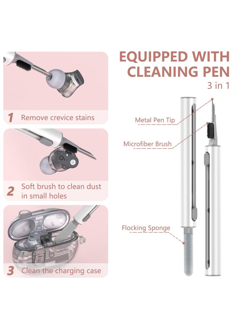 Excefore Clear Case for New Beats Studio Buds + (2023) And Beats Studio Buds (2021), Secure Lock Beats Studio Buds Plus Case Cover, Shockproof Wireless Earbuds Protective Cover with Cleaning kit/Keychain, Pink - Image 4