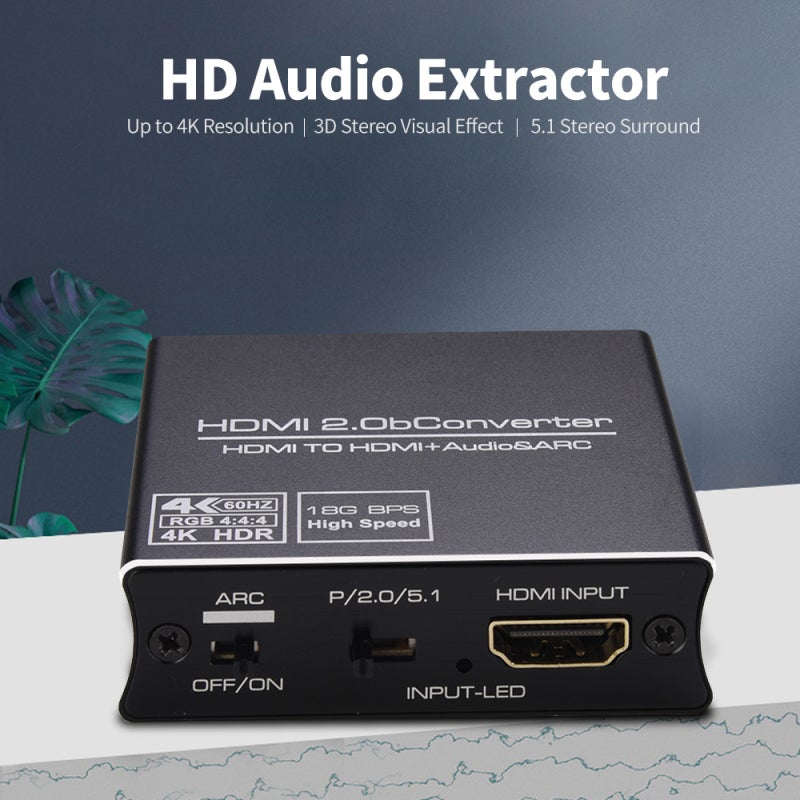 مستخرج الصوت عالي الدقة 2160P - مقسم HDMI بسرعة 18 جيجابت في الثانية - محول صوت بصري SPDIF بقنوات 5.1 ومخرج 3.5 ملم للمسرح المنزلي - Image 2