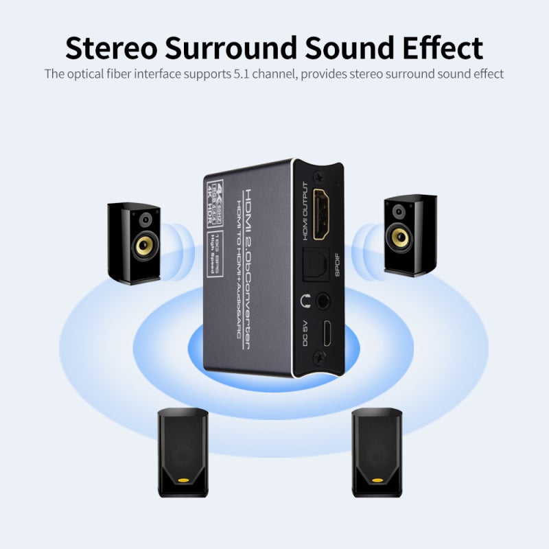 مستخرج الصوت عالي الدقة 2160P - مقسم HDMI بسرعة 18 جيجابت في الثانية - محول صوت بصري SPDIF بقنوات 5.1 ومخرج 3.5 ملم للمسرح المنزلي - Image 4