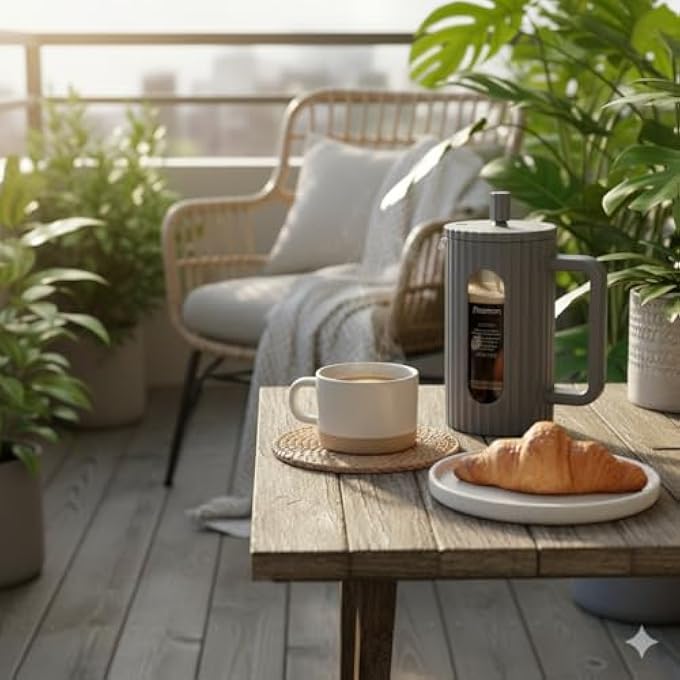 فيسمان ماكينة تحضير القهوة والشاي بالضغط الفرنسي 350 مل مصنوعة من زجاج البورسليكات السميك المقاوم للحرارة من الفولاذ المقاوم للصدأ وماكينة تحضير القهوة والشاي بالضغط الفرنسي الساخن والبارد - Image 3