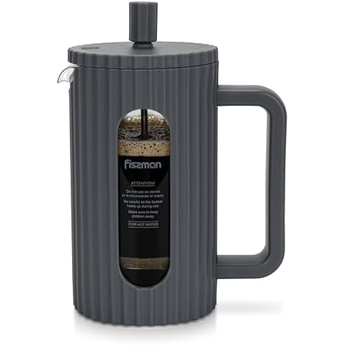 فيسمان ماكينة تحضير القهوة والشاي بالضغط الفرنسي 350 مل مصنوعة من زجاج البورسليكات السميك المقاوم للحرارة من الفولاذ المقاوم للصدأ وماكينة تحضير القهوة والشاي بالضغط الفرنسي الساخن والبارد - Image 1