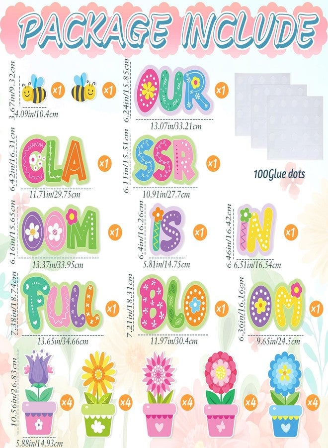 VABAMNA Spring Bulletin Board Decorations for Classroom - 31pcs Our Classroom is in Full Bloom Spring Flower Cutouts Classroom Decorations for Spring Home School Wall Door Decorations - Image 4