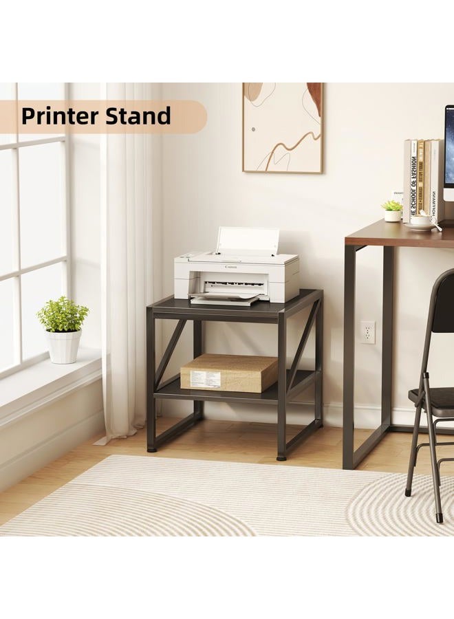 Mexin 20 Inch Square End Table, Mini Fridge Stand with 2-Tier Storage Shelf, High Load Capacity Side Table for Living Room Bedroom, Black - Image 4