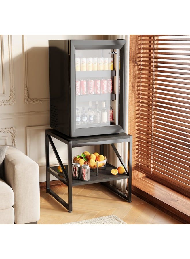 Mexin 20 Inch Square End Table, Mini Fridge Stand with 2-Tier Storage Shelf, High Load Capacity Side Table for Living Room Bedroom, Black - Image 1