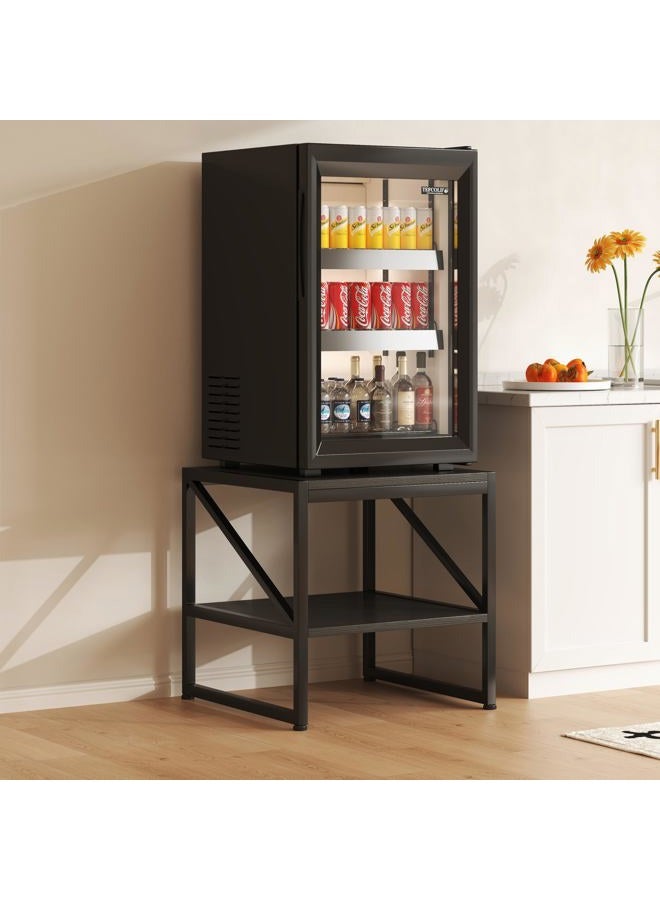 Mexin 20 Inch Square End Table, Mini Fridge Stand with 2-Tier Storage Shelf, High Load Capacity Side Table for Living Room Bedroom, Black - Image 5