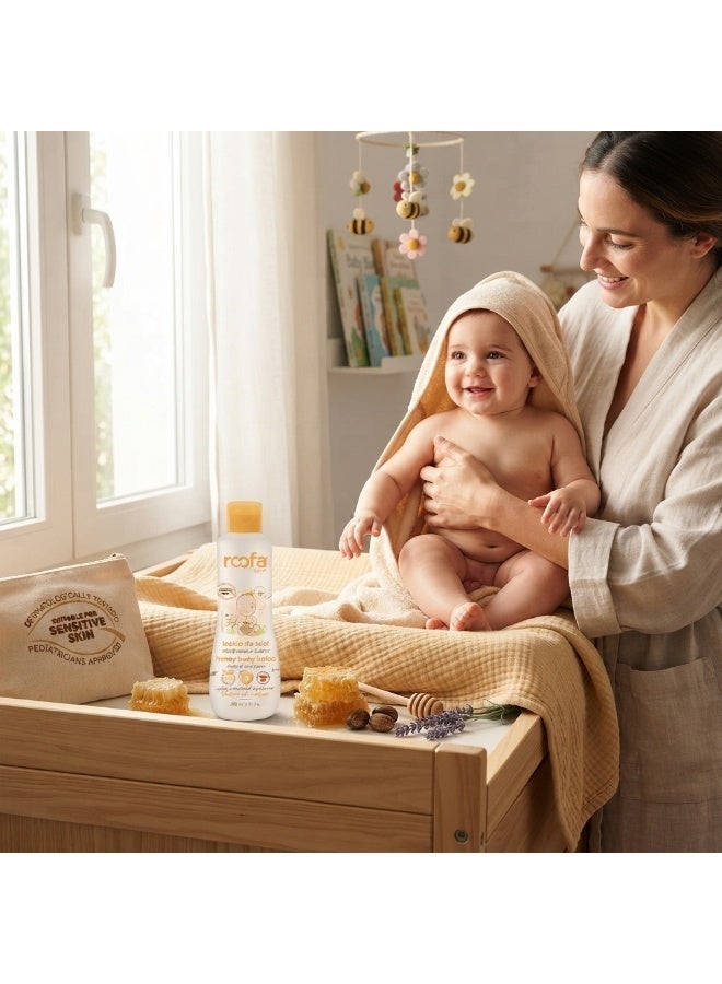 Roofa Spain Honey Baby Body Lotion 200ml | For Newborns & Sensitive Skin | Enriched with Honey Extract Spring Water & Shea Butter | Paraben-Free | Dermatologist & Paediatrician Tested | Made in Spain - Image 2