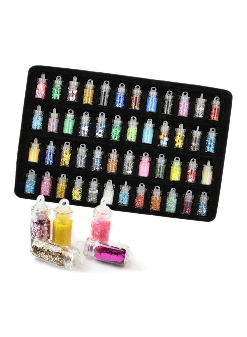 Cool Baby 48 Bottles/Lot 3D DIY Nail Art Decoration Charms Kit, Contain Random Nail Art Pearl Sequin Nail Glitter Powder Acrylic Rhinestone - Image 1