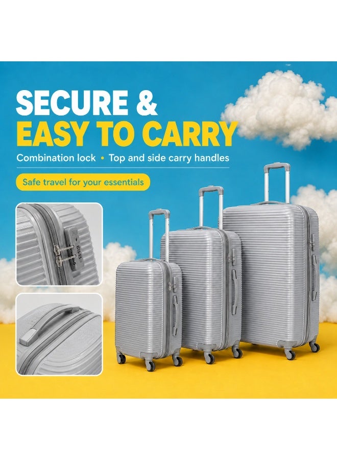 3-Piece ABS Hard Shell Trolley Luggage Set with Spinner Wheels – Durable Travel Suitcases for Organized Packing - Image 3