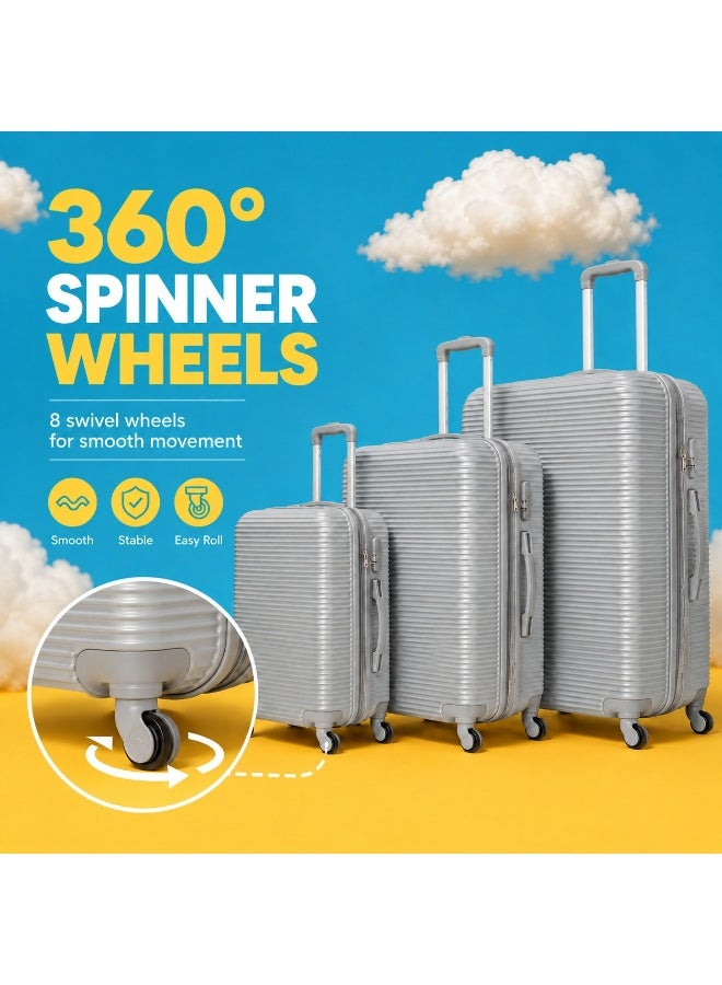 3-Piece ABS Hard Shell Trolley Luggage Set with Spinner Wheels – Durable Travel Suitcases for Organized Packing - Image 4