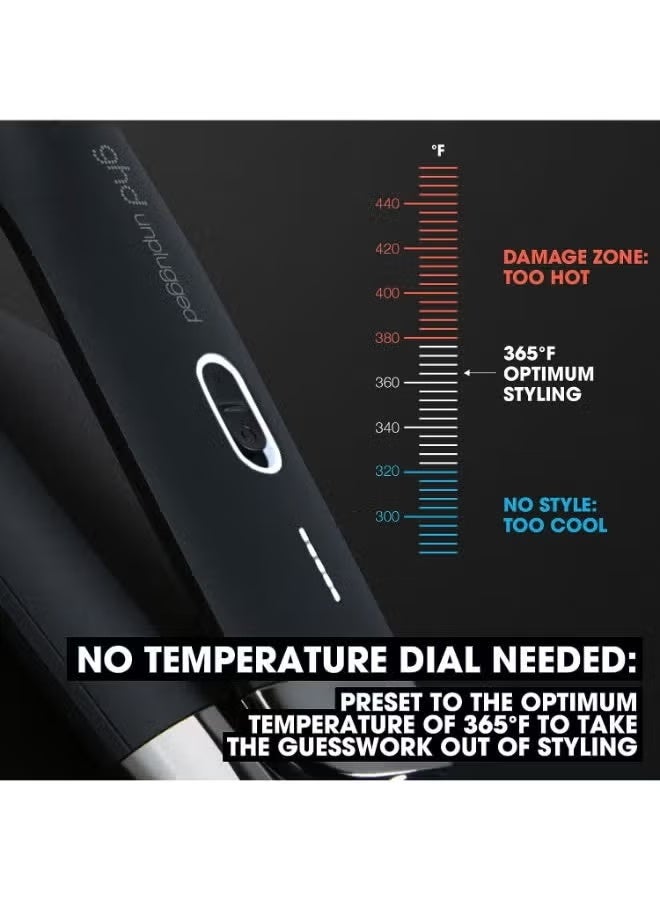 ghd مكواة شعر مسطحة لاسلكية Unplugged Styler، مكواة تصفيف احترافية للسفر مع حقيبة مقاومة للحرارة، شحن USB-C لمدة 20 دقيقة من الاستخدام، سوداء - Image 4