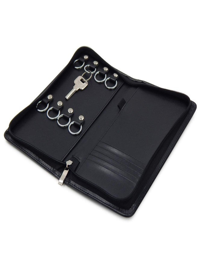 OFFIDIX PU Leather Portable Key Cabinet,8-Key Hooks Portable Zippered Key Case Menus Card Organizer Holder Business Padfolio for Real Estate Sales,Hotel Executives, Car Service - Image 1