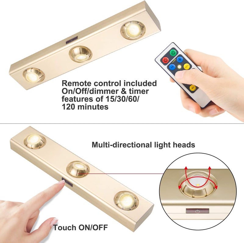 LUXSWAY Rotatable 3 Heads Spotlight with Remote Control - Dimmable and Timer Shelf Light for Indoor Use - Image 2