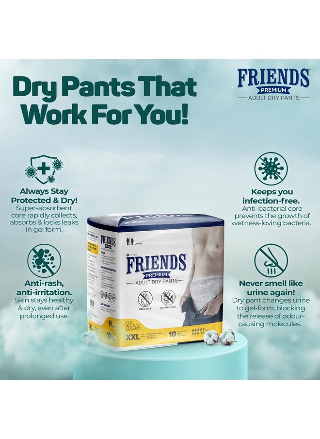 Friends Premium Adult Diapers Pants Style - 40 Count (Double Extra Large) with odour lock, Unisex, Leakproof, Elastic Waist and Anti-Bacterial Absorbent Core - Waist Size 34-65 Inch; 86-165 cm - pzsku/Z613A4A1778488AC77500Z/45/_/1738305626/b77812e7-803e-4c08-962b-56d09af61ce3