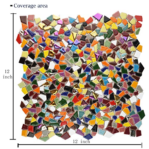 Lanyani Vibrant Broken Ceramic Tiles for Crafts Mosaics,Irregular Polished China Tile Scraps Stained Glass Pieces, Mixed Colors- 2Pounds/0.97 Square Foot - Image 2