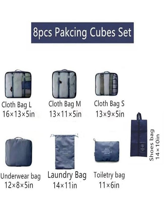 Lyrovo Nylon [UPDATED] 7pcs Travel Packing Cubes for clothes Laundry Toiletry Cosmetics Luggage Makeup Pouch Accessories Organizer Bag (Navy Blue) - Image 4