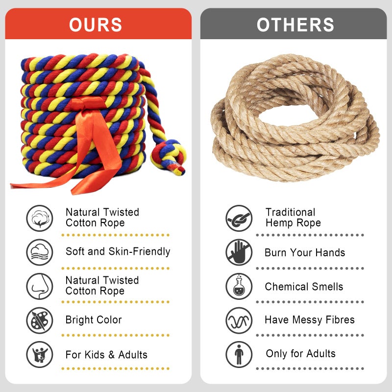 GULYMNA Tug of War Rope for Kids and Adults, 20/40/60FT Tug a War Rope for Outdoor Games Field Day Family Reunion Party Games, Summer Outside Yard Backyard Lawn Picnic Games, Team Building Games - Image 3