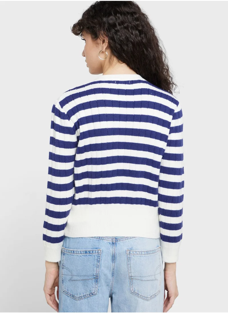 ELLA Stripe Sweater With Buttons