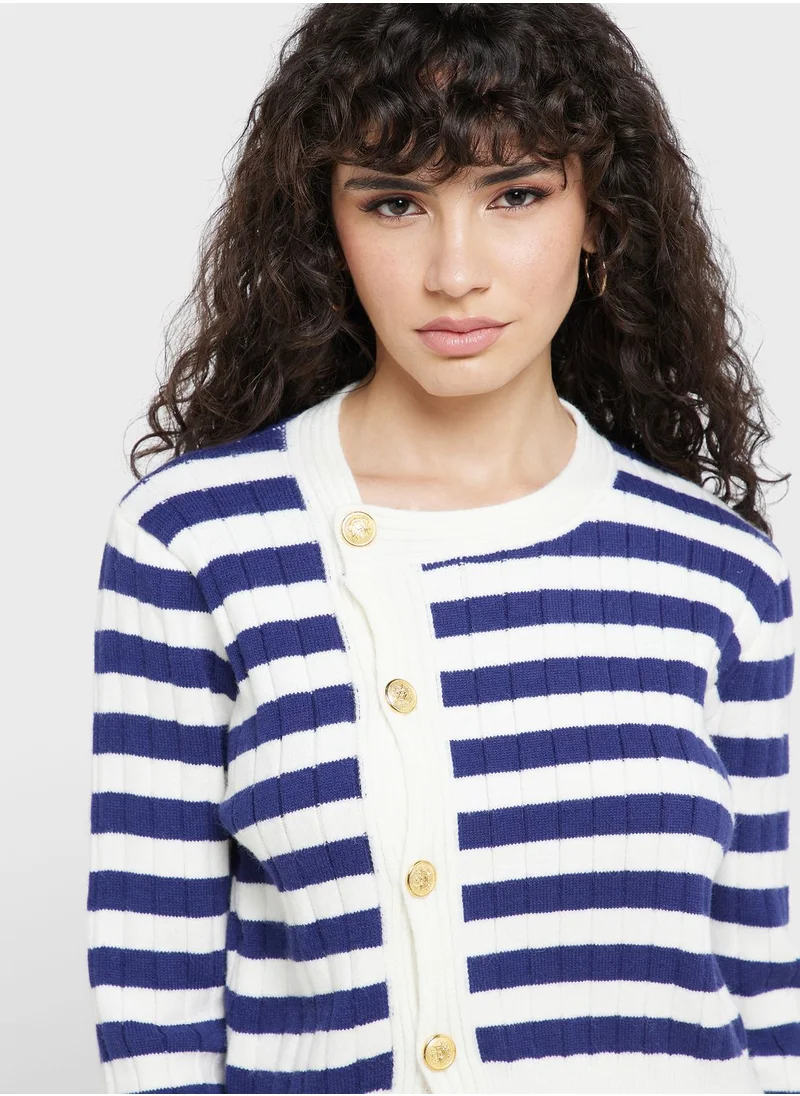ELLA Stripe Sweater With Buttons