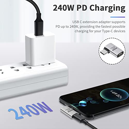 Duttek 240W Right Angle USB-C Adapter, 40Gbps USB C 90 Degree Adapter Male to Female with 8K@60Hz Video Compatible for Thunderbolt 3/4, Switch, MacBookPro/Air, ipad and More Type C Devices (1 Pack) - Image 4