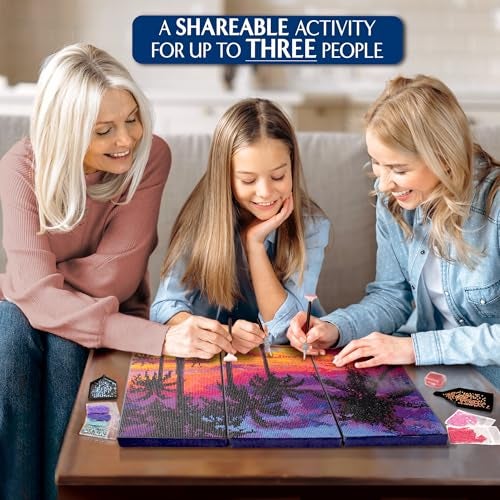 ArtSkills Diamond Painting Kit, Diamond Art on Framed Canvas with Gem Storage Case and Accessory Kit, Beach, 3 Stretched Canvas Panels, 14” x 7” Each - Image 5