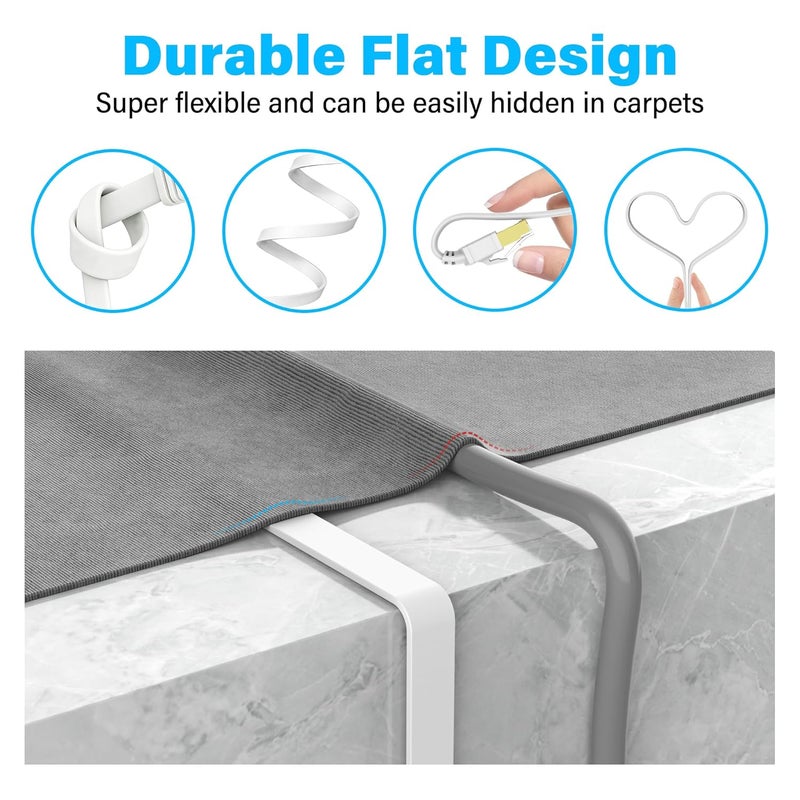 Jadaol Ethernet Cable 15M, 40Gbps 2000MHz Support Cat8 Cat7 Network, Flat RJ45 S/FTP LAN Patch Cable, High-Speed Internet Cable for Router, Modem, Switch, Gaming Consoles, PC, Streaming Devices, White - Image 4
