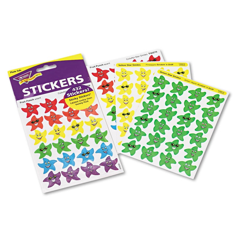 TREND enterprises, Inc. Colorful Star Smiles Stinky Stickers Variety Pack, 432 ct - Image 1