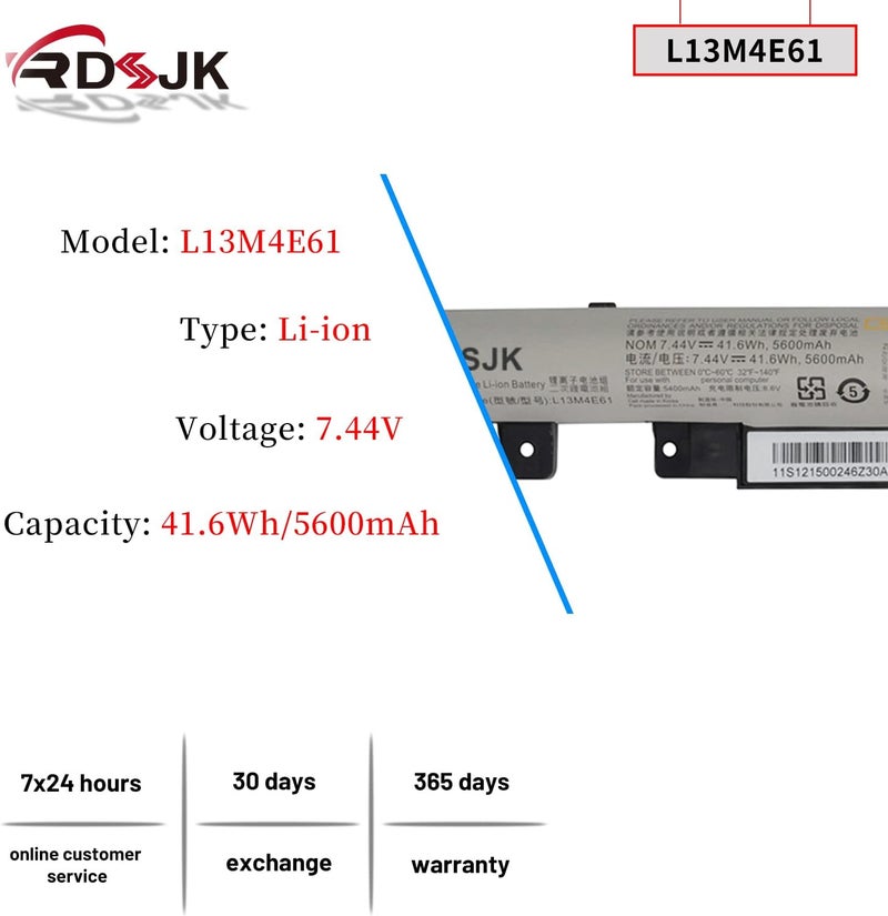 L13M4E61 L13S4E61 L13L4E61 L13S4A61 L13L4A61 L13M4A61 Laptop Battery for Lenovo M50-70 M50-70A Flex 2-14 2-14D 2-15 2-15D Flex2 14 14D 15 15D 20377 Series 121500260 121500261 2ICR19/66-2 7.44V 41.6Wh - Image 2