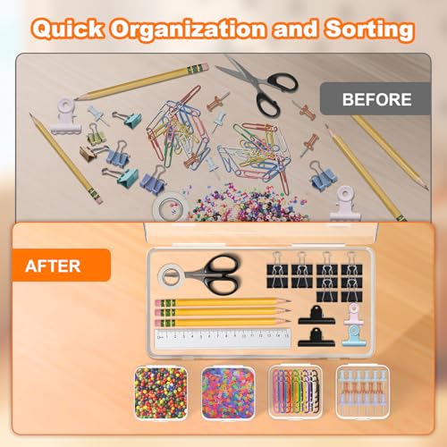 Profasion Bead Organizer Box, 24 PCS Clear Plastic Storage Containers Features Hinged Lid and Labels, Craft Storage Box for Jewelry, Diamonds, Clay Beads, Bracelets, Screws, Seeds, Small Parts - Image 4