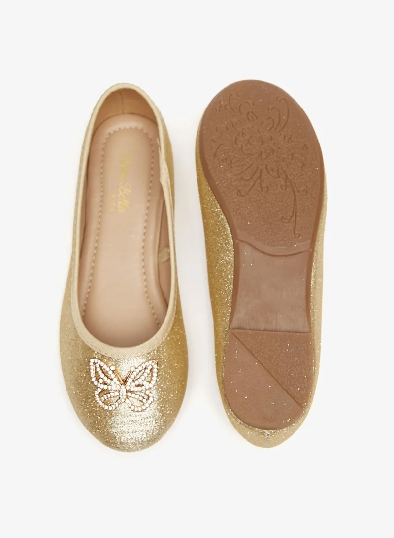فلورا بيلا Butterfly Accent Round Toe Slip On Ballerina Shoes