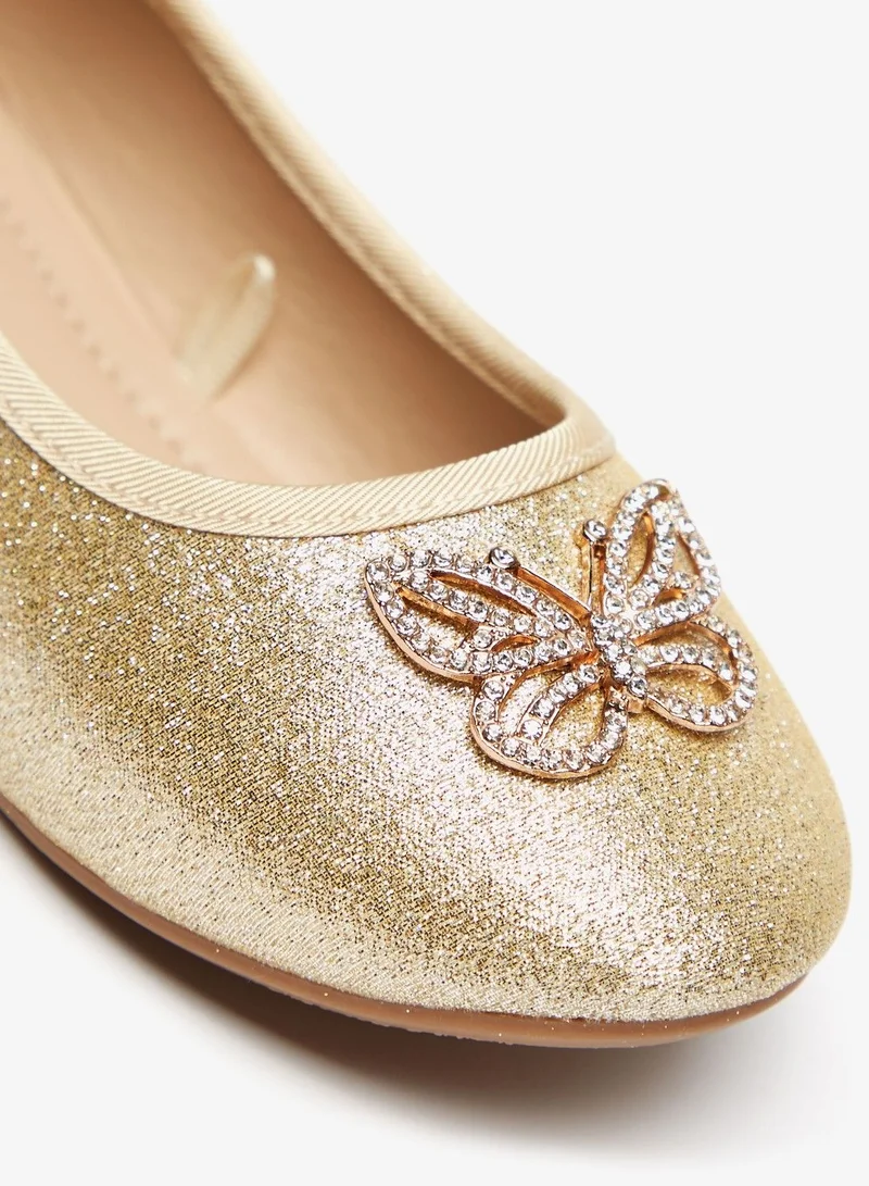 فلورا بيلا Butterfly Accent Round Toe Slip On Ballerina Shoes
